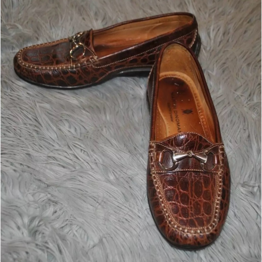 MARTIN DINGMAN Brown Alligator Grain Leather Mens Horse Bit Driving Loafer 8M